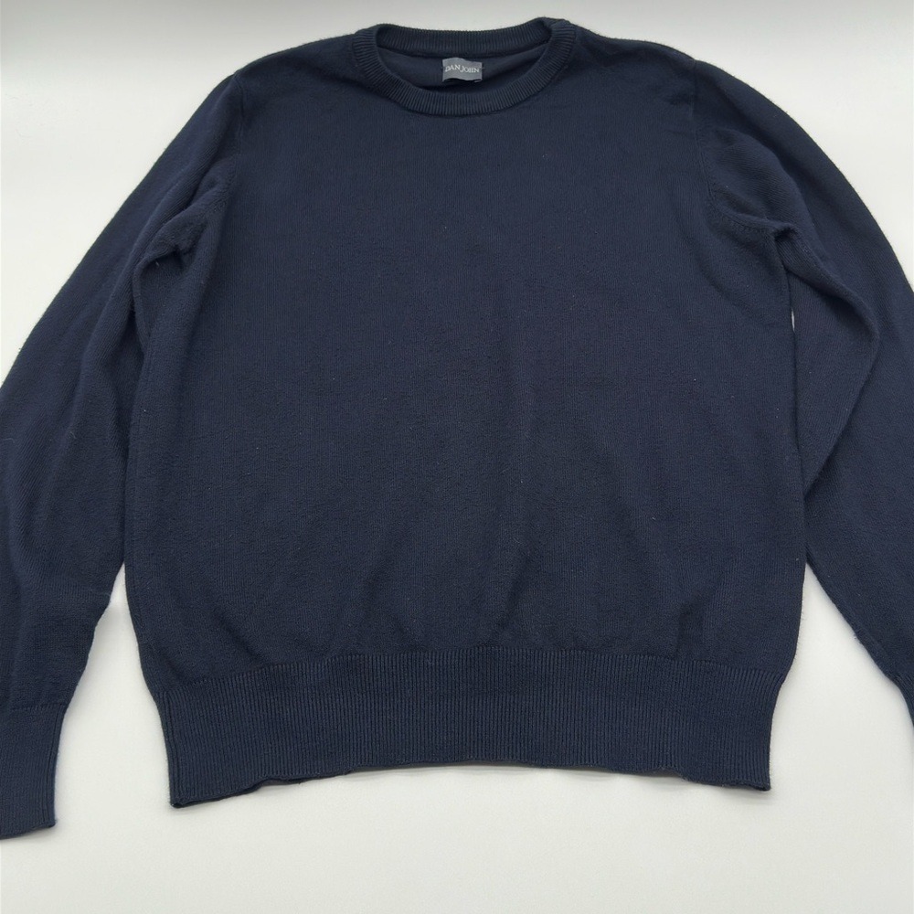 DAN‎ JOHN Mens Navy Blue Crew Neck Long Sleeve Sweater Size XL Made in Italy